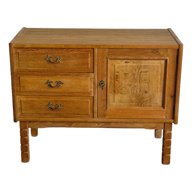 In Style of Henning Kjærnulf Solid Oak Three-Drawer Sideboard Danish Mid-Century Modern 1970s For Sale