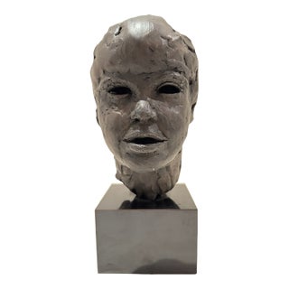 1960s Larry Mohr Bronze Bust on Marble Plinth Sculpture Signed From Artist Estate For Sale