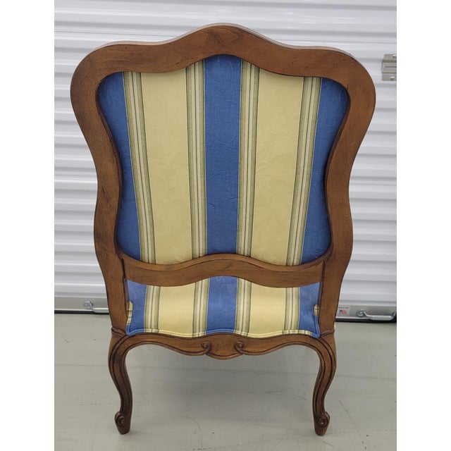 French Louis XV Style Ethan Allen Blue and Yellow Bergere Chair Chairish