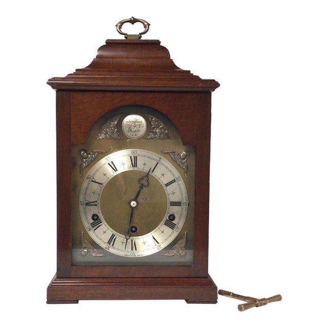 Mid 20th Century Elliott of London Mahogany Caddy Top Bracket Clock For Sale