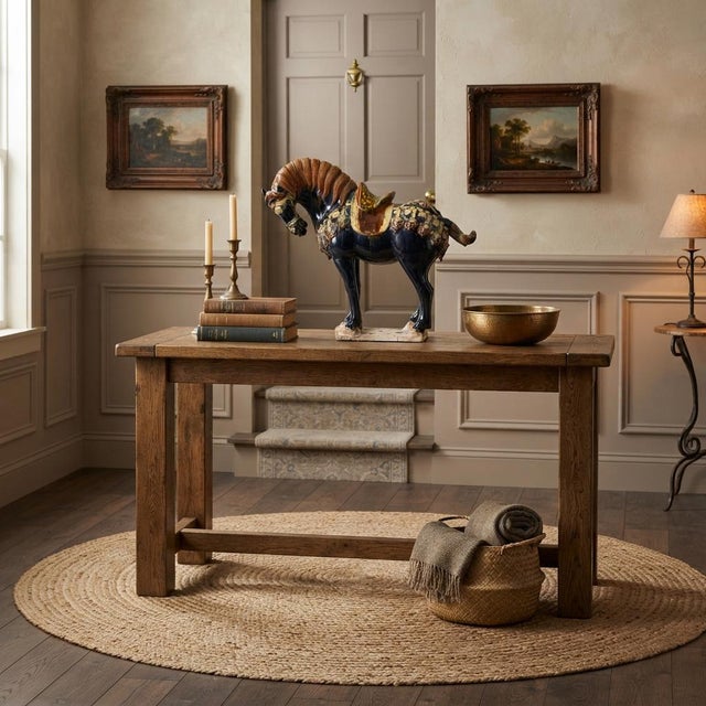 This magnificent glazed ceramic horse sculpture captures the classic vitality and majestic form of traditional Sancai-...