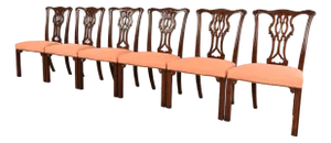 Baker Furniture Georgian Carved Mahogany Dining Chairs, Set of Six