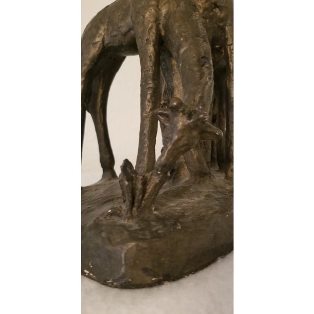 1972 Austin Productions Giraffe Chalkware/Plaster Sculpture Bronzetone Brutalist For Sale In Phoenix - Image 6 of 13