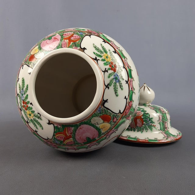 Vintage Hand-Painted Potiche Porcelain Vase with Wooden Base, 1950s For Sale - Image 8 of 11