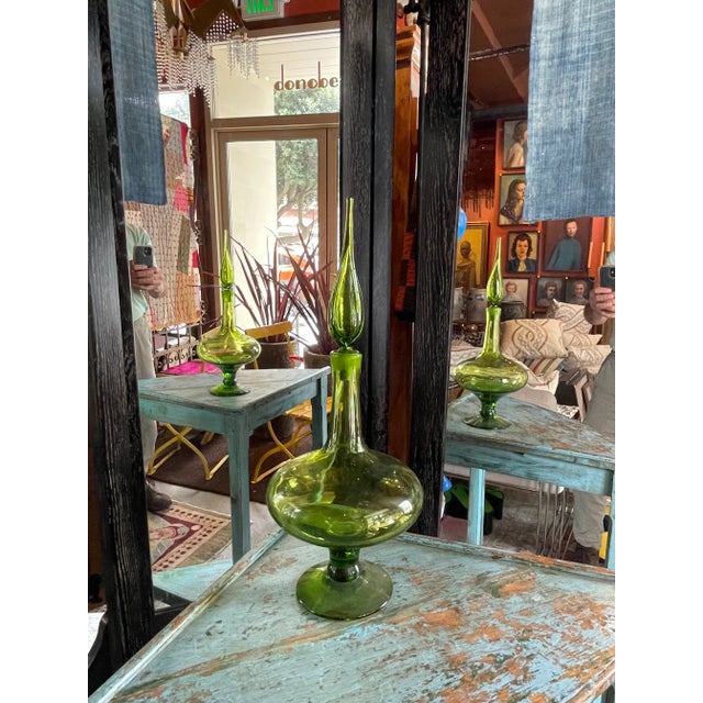 Glass Mid-Century Modern Green Blenko Glass Bottle For Sale - Image 7 of 7