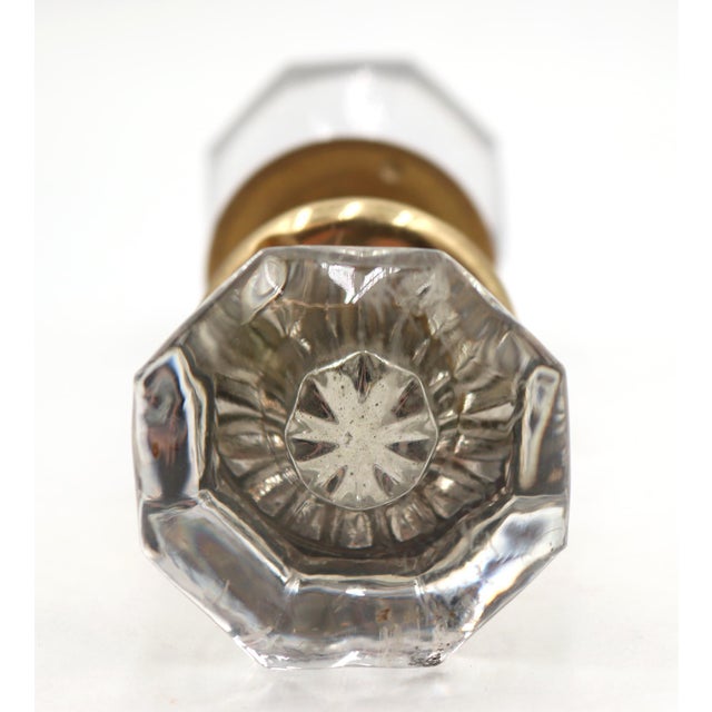 Vintage Octagon Shape Clear Glass Brass Door Knob Set For Sale - Image 4 of 6