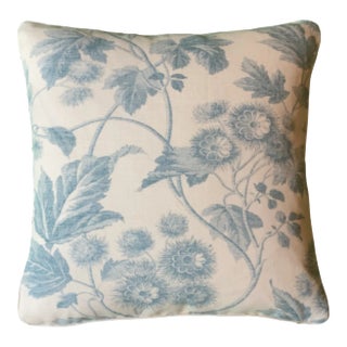 Virginia Summer Blue Toile Jane Churchill Decorative Pillow With Down Feather Insert For Sale