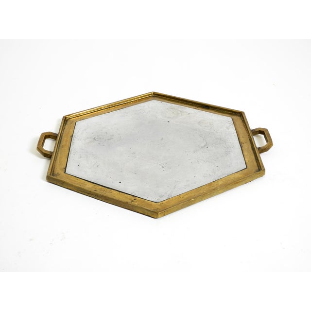 Vintage Brutalist Serving Tray in Aluminum and Brass by David Marshall, 1970s For Sale - Image 4 of 18