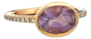 Natural Amethyst Diamond Ring Size 6.5 14k Y Gold 1.87 TCW Certified