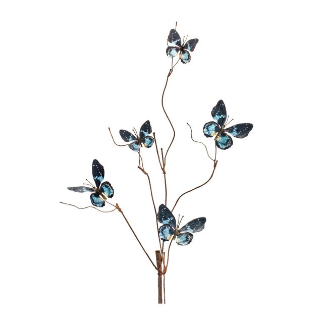 2020s Blue and Black Wire Butterfly Spray (Set of 6) For Sale - Image 5 of 6