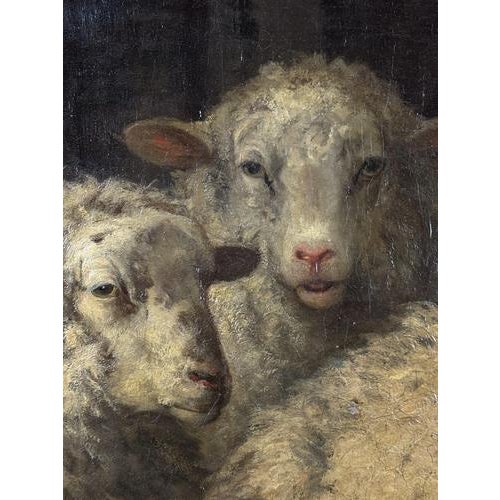 D. Van Lokhorst, Sheep in the Stable, 19th Century, Oil on Canvas For Sale - Image 8 of 18