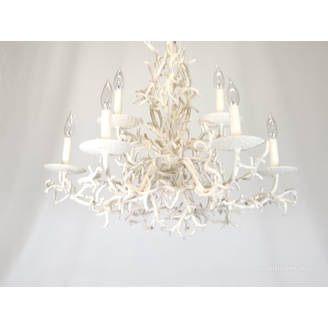 Fabulous MCM Palm Beach 1960s 9 Arm 9 Light Coral Iron Tole (Heavy) Chandelier For Sale - Image 9 of 12