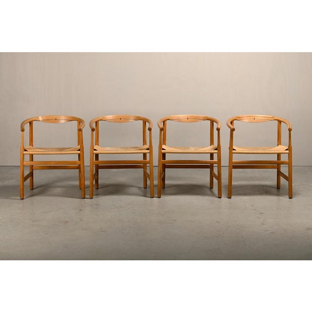 1970s Model PP201 Dining Chairs in Oak and Papercord Seats by Hans J. Wegner for PP Møbler, 1970s, Set of 4 For Sale - Image 5 of 18