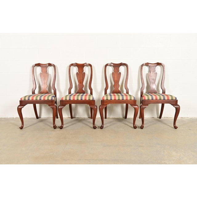 Queen Anne Henkel Harris Queen Anne Solid Cherry Wood Dining Chairs, Set of Four For Sale - Image 3 of 14