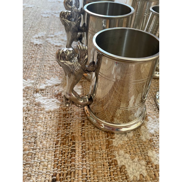 1990s Lion Handle One Pint Pewter Tankard Mugs Handmade in Sheffield England - Set of 6 For Sale - Image 12 of 12