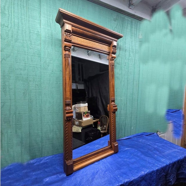 Dimensions: 50” Long x 26.5” Wide at the Top x 23” Wide x 2.75” Deep at bottom (4.25” Deep at top) This mirror is well...