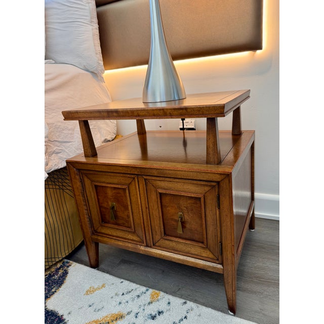 Mid 20th Century Mid 20th Century Fancher Furniture Co. Walnut Nightstands (Pair) ,Salamanca Ny, Attributed For Sale - Image 5 of 7