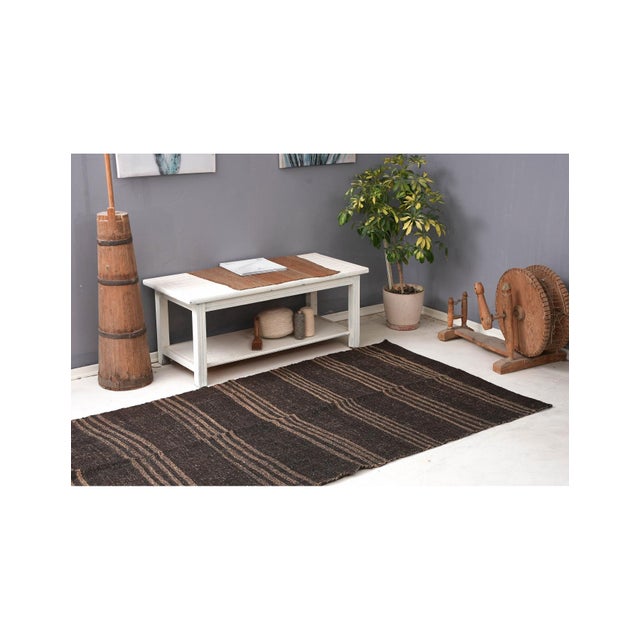 Vintage Brown Striped Kilim Rug - 4`2″ X 8`6″ For Sale In Los Angeles - Image 6 of 6