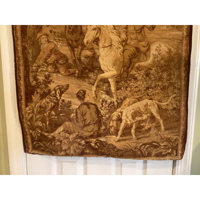 Antique French Aubusson Style Jacquard Woven Tapestry, Hunting Scene, 55" X 25" For Sale In Washington DC - Image 6 of 10