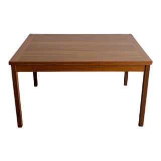 1970s Danish Modern Teak Draw Leaf Dining Table For Sale