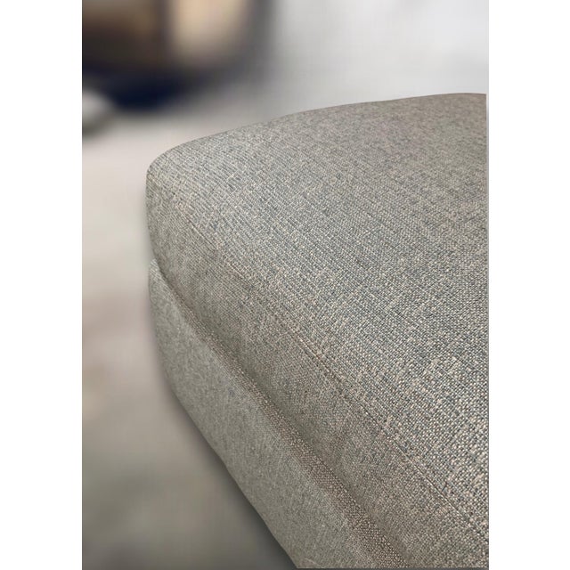 C. R. Laine Studio Ottoman 1444-17 Upholstered in a Soft, Neutral Toned Thibaut Everly Spa Blue Fabric For Sale - Image 9 of 16