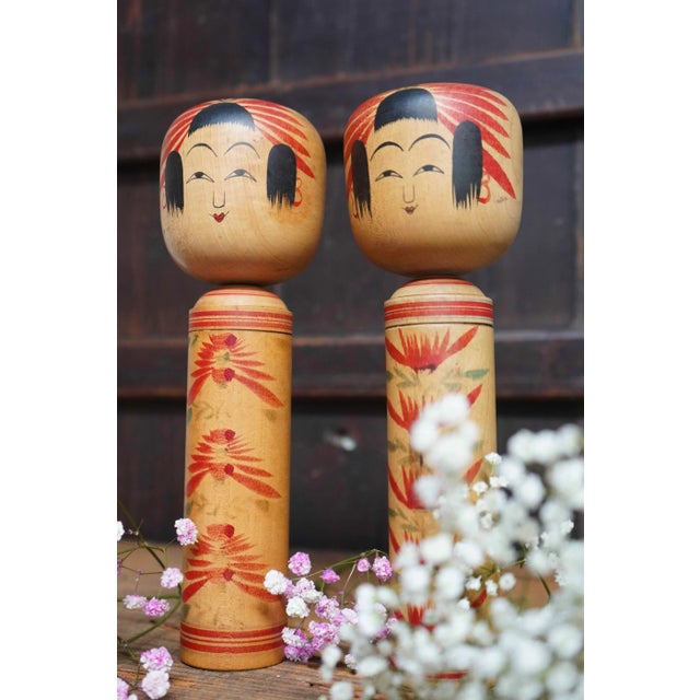 Vintage Hijiori Traditional Kokeshi by Okuyama Kuraji, Japan, 1950s, Set of 2 For Sale - Image 4 of 8