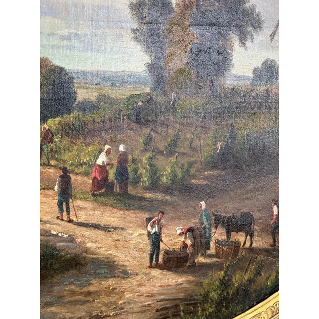 Rustic Hubert, Harvest Scene with Mill, 1870, Oil on Canvas, Framed For Sale - Image 3 of 10