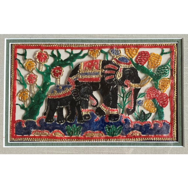 Circa 1990 Indian Rājasthānī-Style “Royal Elephant Procession” Folk Art – A Pair For Sale In Austin - Image 6 of 13