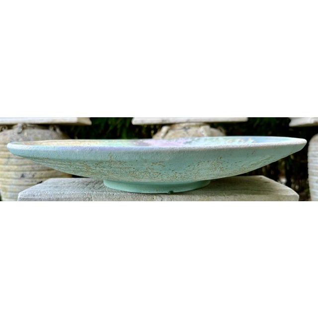 1980s Vintage Tony Evans Huge Abstract Modernist Raku Ceramic Studio Art Pottery Decorative Platter 19" For Sale - Image 5 of 12
