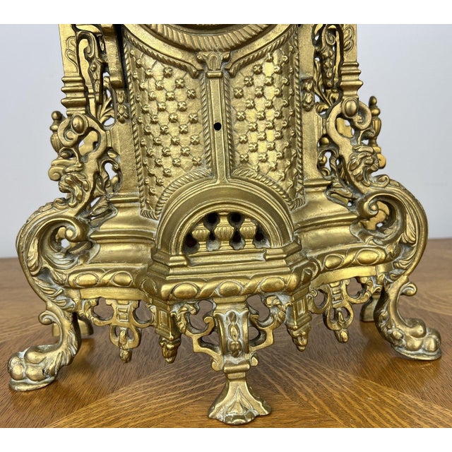 Vintage Brass Mantel Clock For Sale - Image 6 of 18
