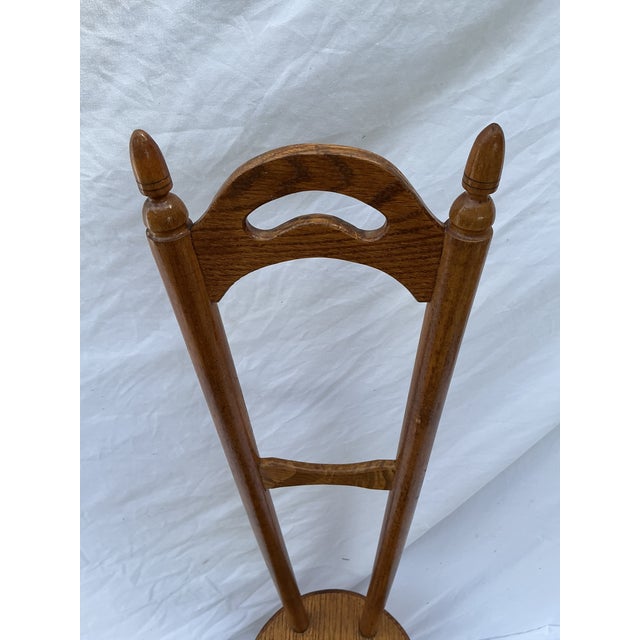 Wood 1980s Cottagecore Oak Stool Highback Artisan Crafted Country Oak For Sale - Image 7 of 10