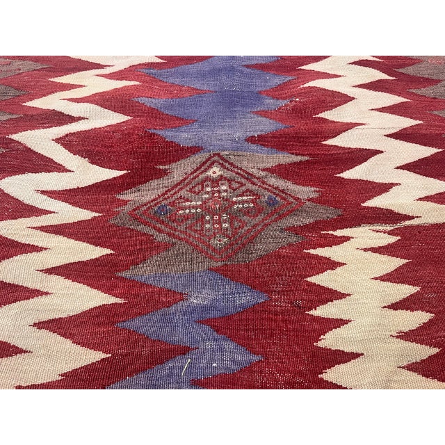 Antique Persian Tribal Kilim Rug 3'9" X 3’10” For Sale In New York - Image 6 of 6