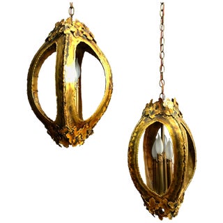 Tom Greene Feldman Brutalist Pendant Lamps - Pair For Sale