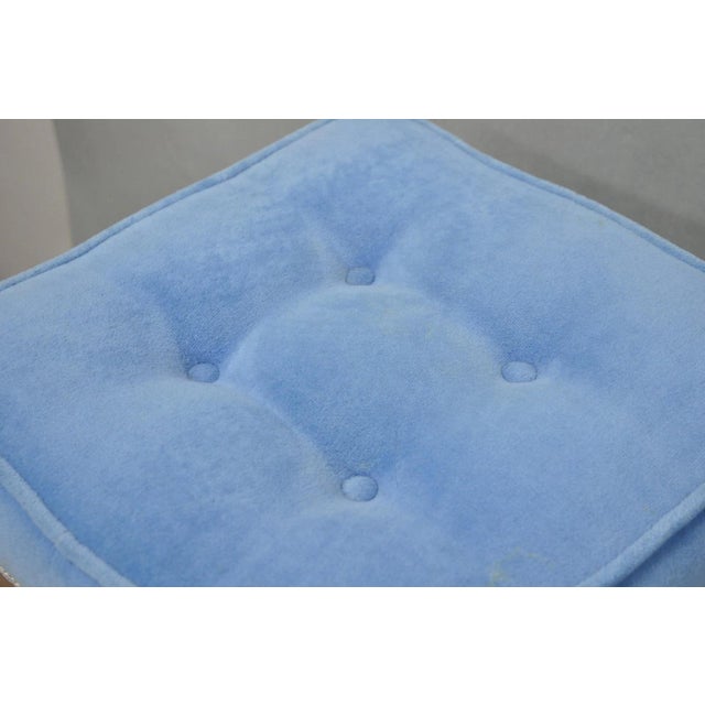 Antique Victorian Walnut Cabriole Leg Blue Tufted Footstool Ottoman Stool For Sale In Philadelphia - Image 6 of 15