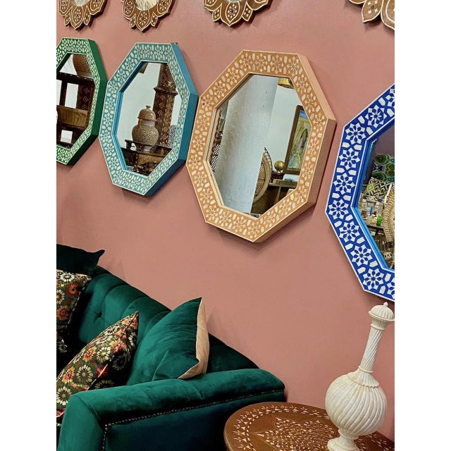 Admire your own beauty in this octagonal mirror designed by Sheherazade’s Rachid Ouassil. The arabesque pattern is created...