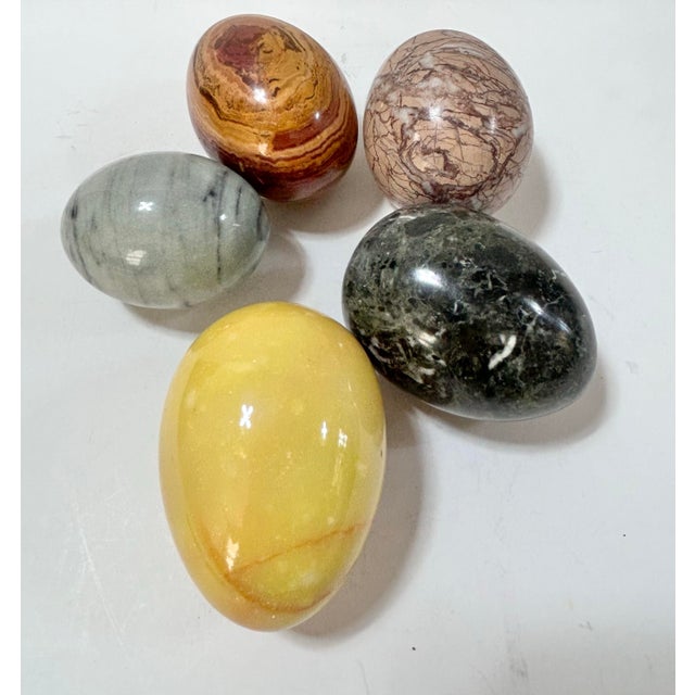 1960s Polished Multicolor Solid Stone Decorative Eggs – Set of 5 For Sale In Louisville - Image 6 of 9
