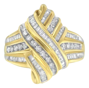 10K Yellow Gold Diamond Bypass Ring (1.0 cttw, H-I Color, I2-I3 Clarity)