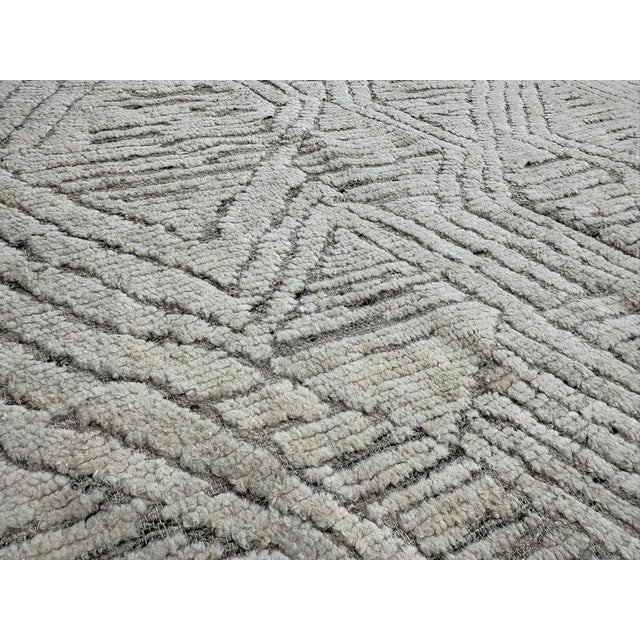 Restoration Hardware Rh Halima Hand-Knotted Wool Rug — 12' × 15' Marled Ivory / Latte | Undyed Wool | High-Low Texture For Sale - Image 4 of 18