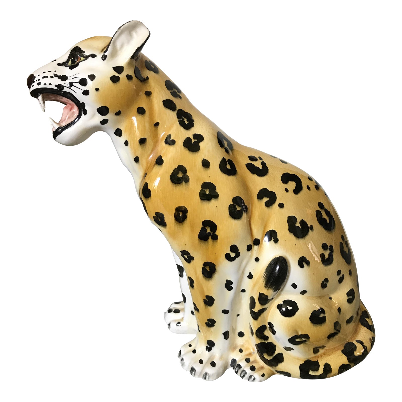 Vintage Hand Painted Leopard Statue Chairish