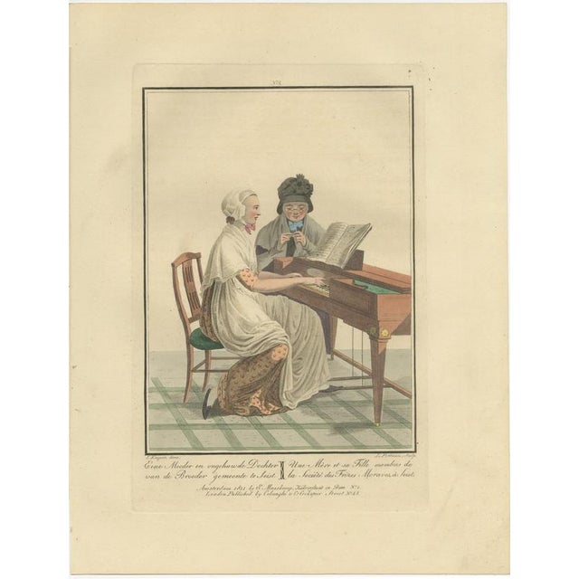 Hollywood Regency Maaskamp, Moravian Mother and Daughter at Zeist, Dutch Costume, 1811, Engraving For Sale - Image 3 of 9