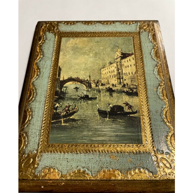 Italian Vintage Florentine Small Wooden Plaque For Sale - Image 3 of 6