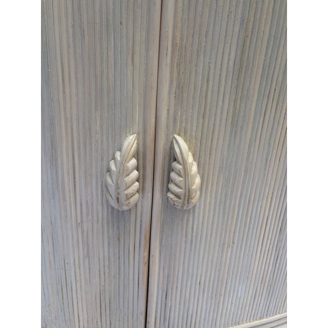 Vintage Mid-Century Pencil Reed & Rattan Corner Entertainment Cabinet / Hutch For Sale In Charleston - Image 6 of 8
