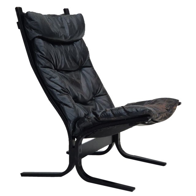 Norwegian Siesta Lounge Chair in Black Leather & Bentwood by Ingmar Relling for Westnofa, 1970s For Sale