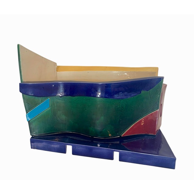 Yellow Judith Solomon Ceramic Vessel on Base For Sale - Image 8 of 10