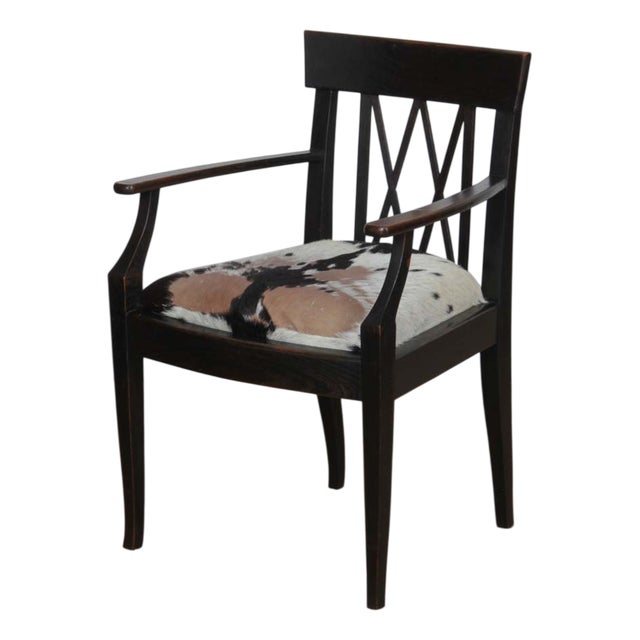 Bridge Chair in Wood and Leather, 1900 For Sale
