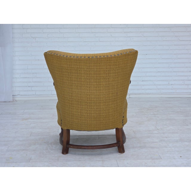 Danish Armchair in Green Furniture Wool and Oak Wood, 1960s For Sale - Image 10 of 18