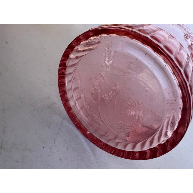 Vintage Pink Air Blown Glass Pitcher With Molded Hearts For Sale In West Palm - Image 6 of 6