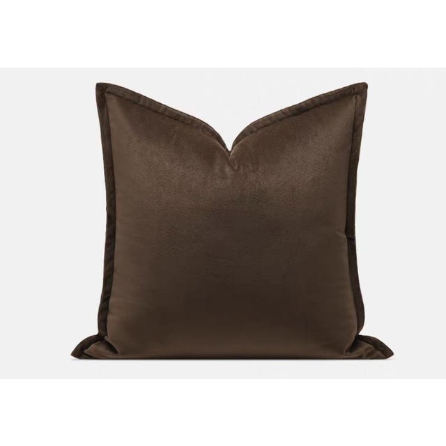 Transitional Vintage Brown Velvet Striped Throw Pillow - 18 Inches For Sale - Image 3 of 6