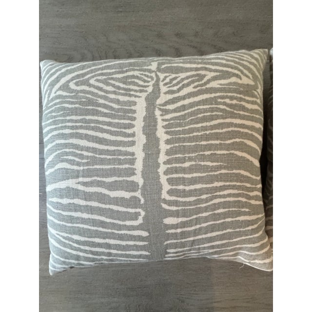 Textile Down Filled 21"x21" Brunschwig & Fils Le Zebra Pewter Pillows by Kravet For Sale - Image 7 of 8
