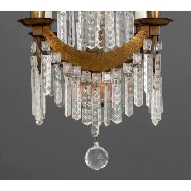 Metal French Empire Style Brass and Crystal Chandelier For Sale - Image 7 of 11